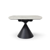 Alonzo White High Gloss Finish Marble Effect Ceramic Dining Table - Pendle Village Furniture
